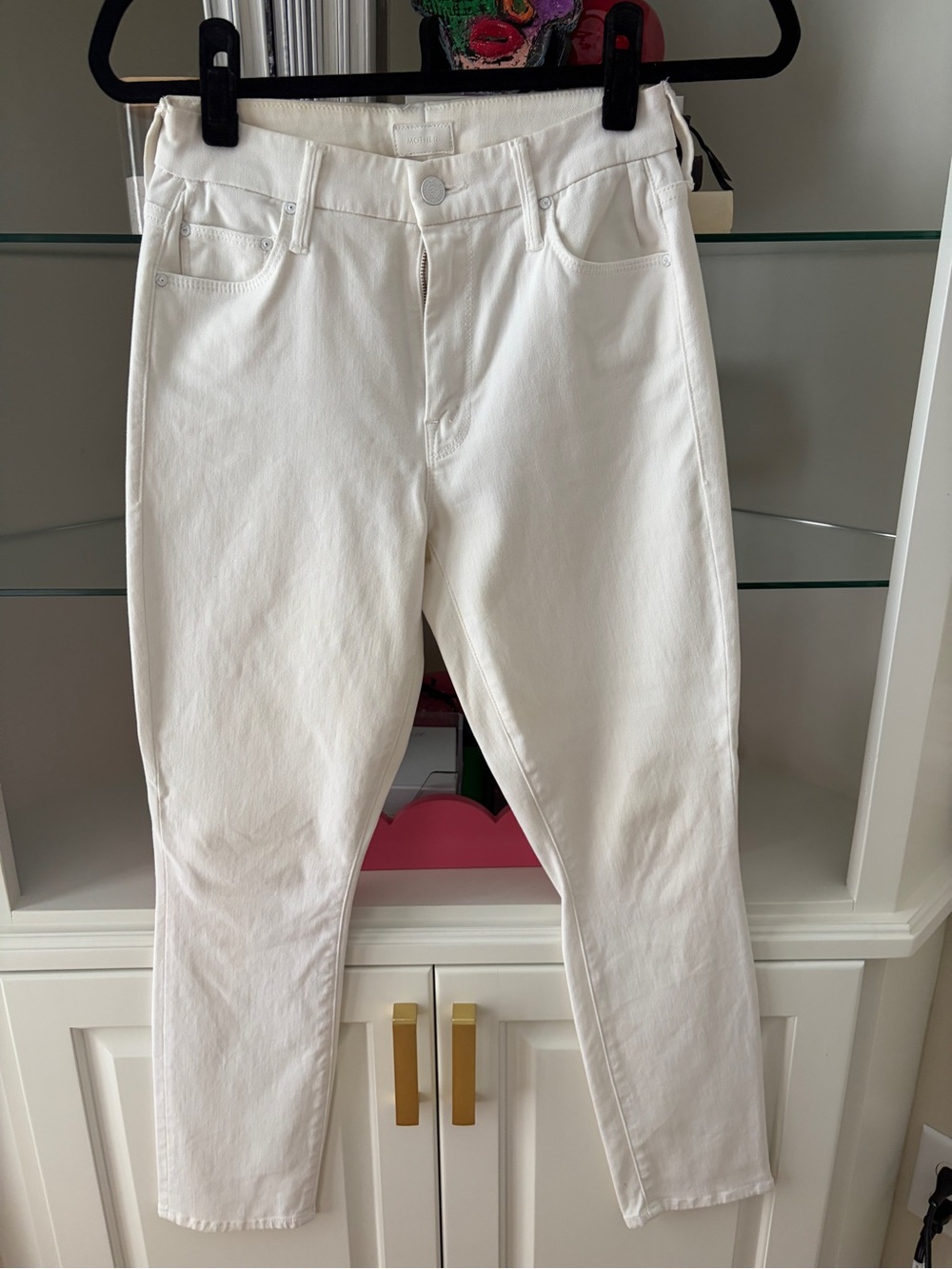 MOTHER White Cropped High-Rise Jeans
